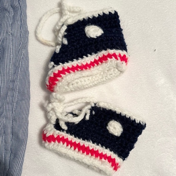 Vintage Petit Jouet 3pc Outfit Baby 6-9m Crane Truck Overalls Shirt Knit Booties - Picture 11 of 12